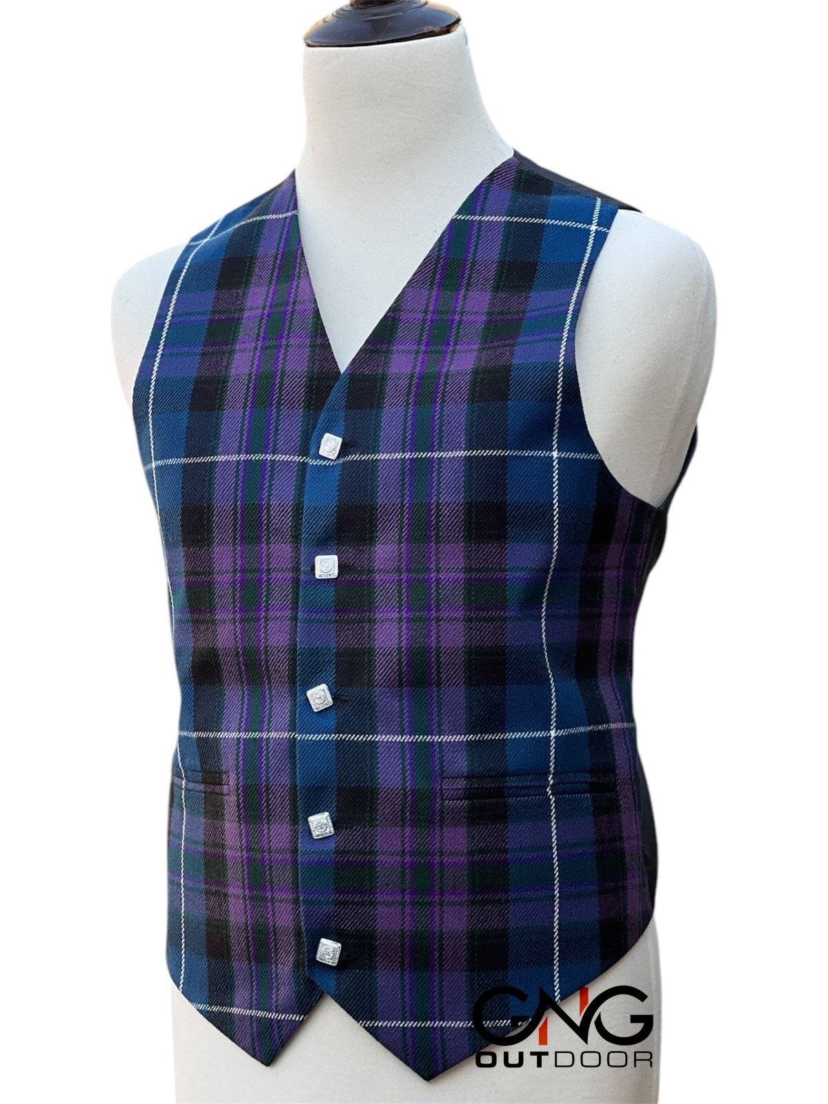 Men’s Wedding Pride of Scotland Tartan Vest 5 Button Scottish Kilt Waistcoat