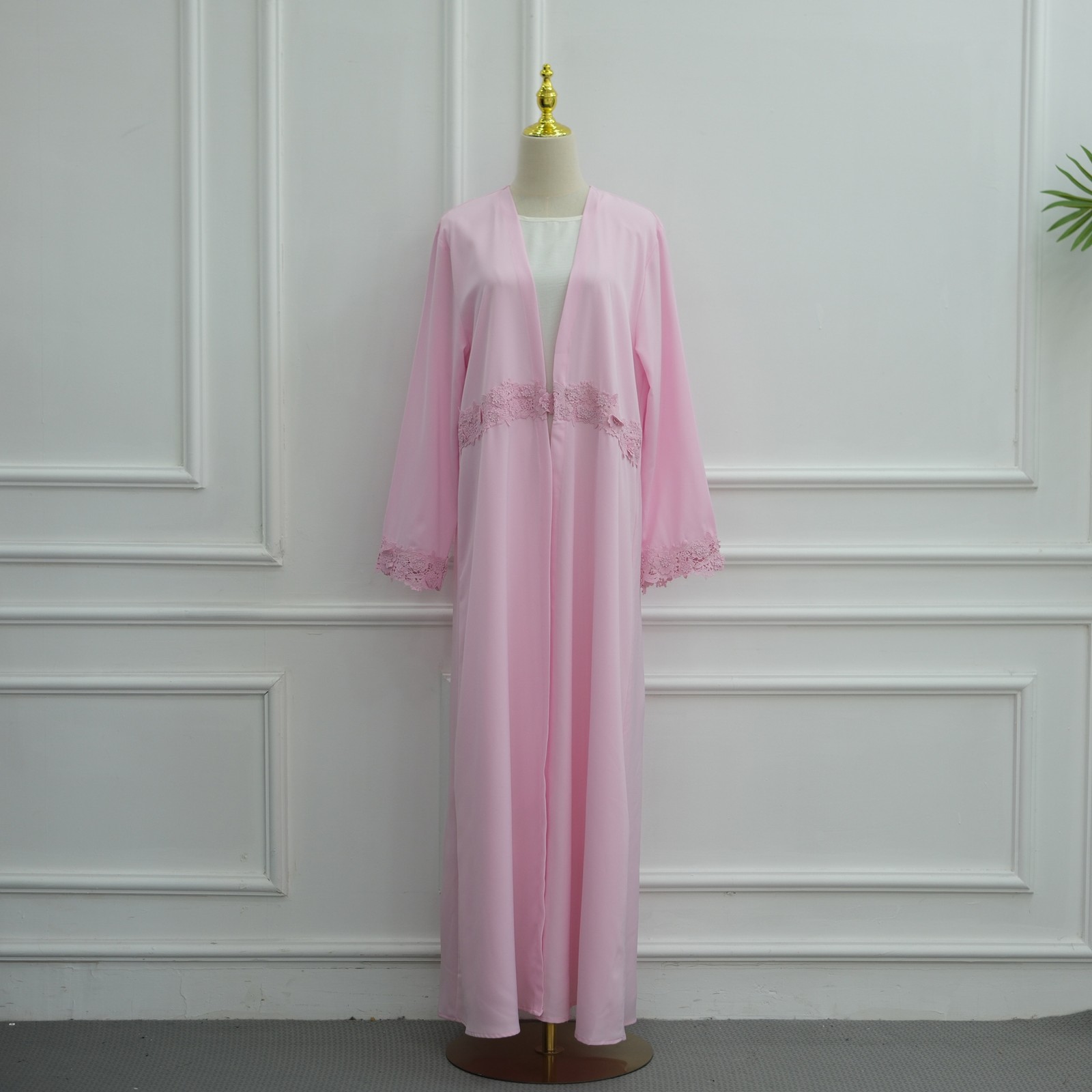 Muslim Robe 3D Floral Applique Open Abaya Cardigan Dress Arab Women Kaftan Gown