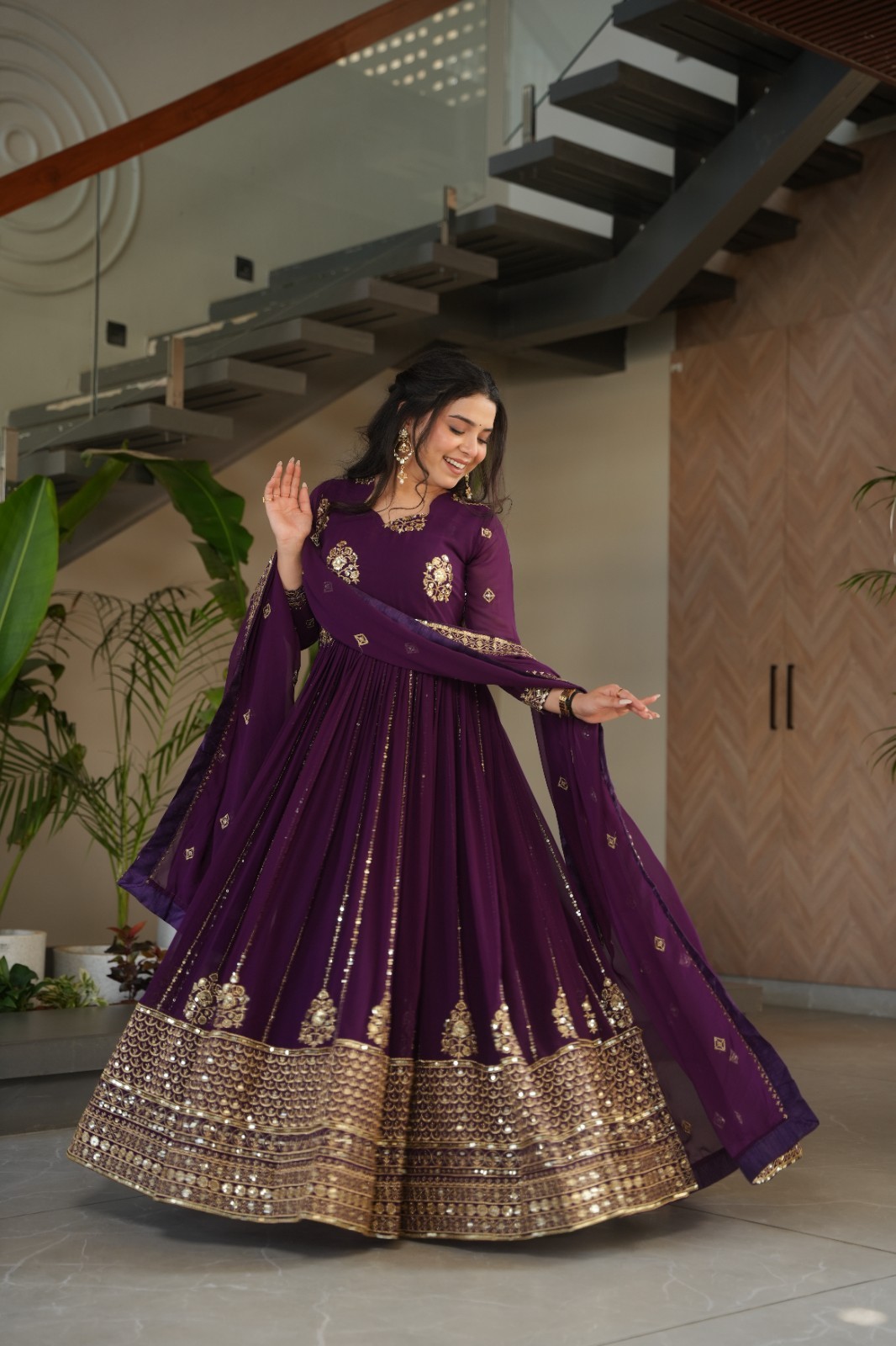 Women’s Faux Blooming Gown Navratri Garba Night Indian Traditional Wear