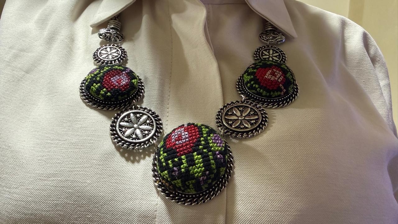 Traditional Women’s Necklace Handmade colorful palestine Jordan Embroidery