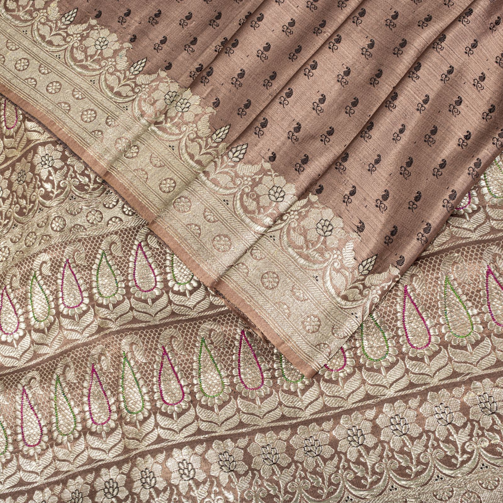 Sanskriti Vintage Saree Mauve Pure Silk Zari Hand Woven Banarasi Brocade 5Ydsari