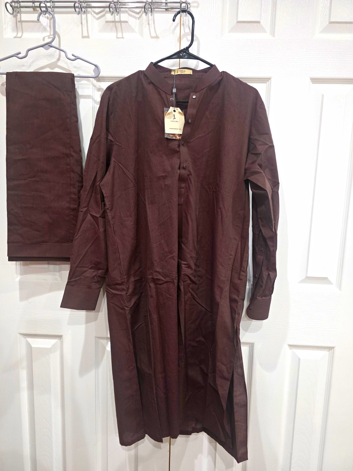 J. Junaid Jamshed Men’s Kameez Shalwar Suit Brown Size S Small Casual