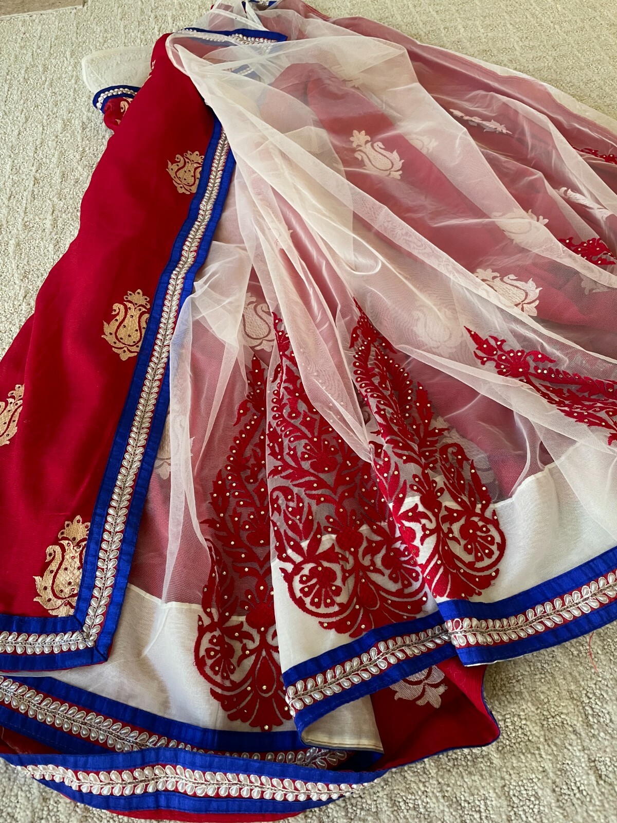 Indian Festive Party Pure Chiffon Saree Heavy, Embroidered, Party Wedding Wear