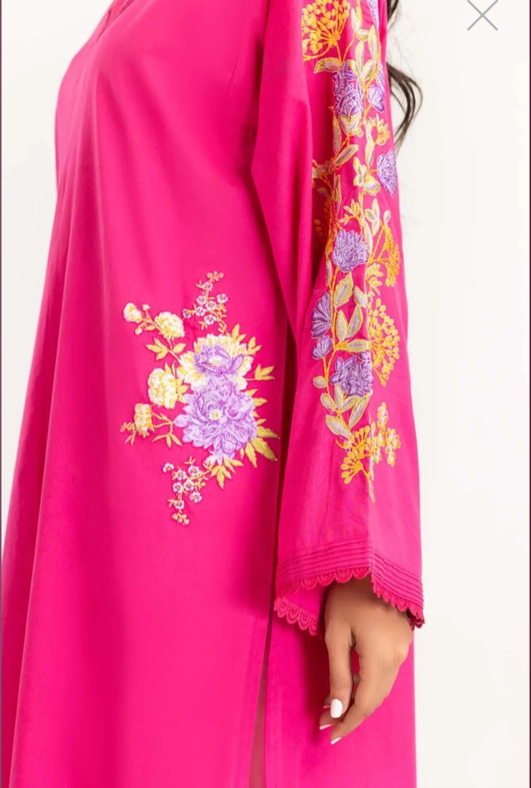 NEW GUL AHMED Size M Embroidered Cambric Shirt Pakistani Designer Indian