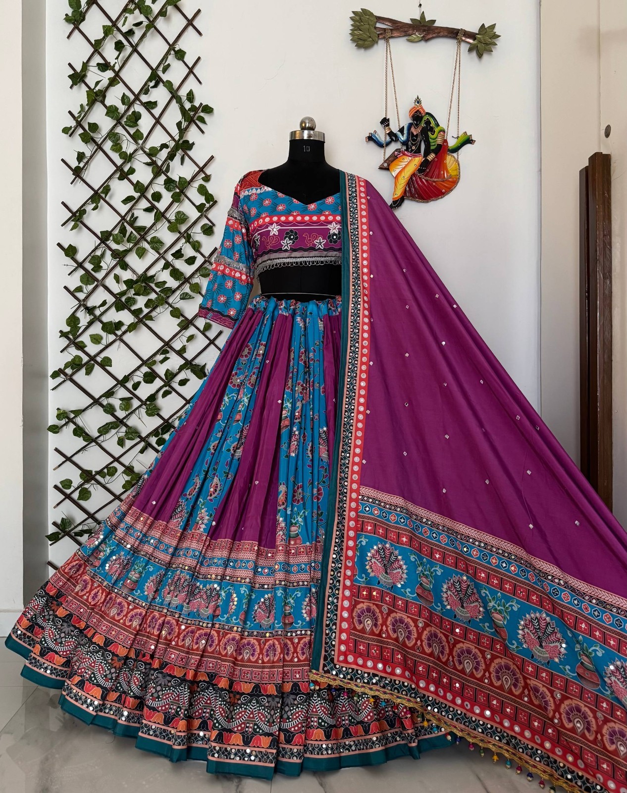 Navaratri Special Silk Lehenga Choli & Dupatta In Digital Print By Aadat Export