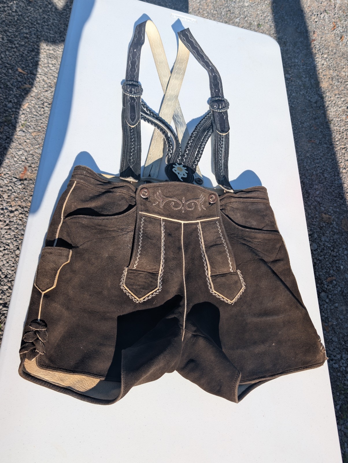 brown suede lederhosen