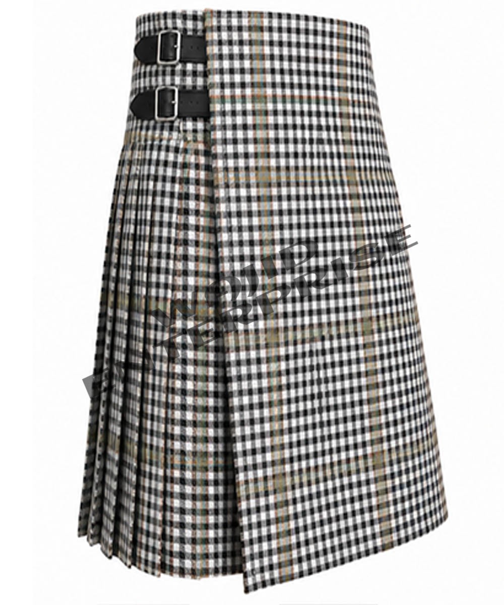 Scottish Handmade Traditional Burns Check Tartan 8 Yard kilt For Men’s