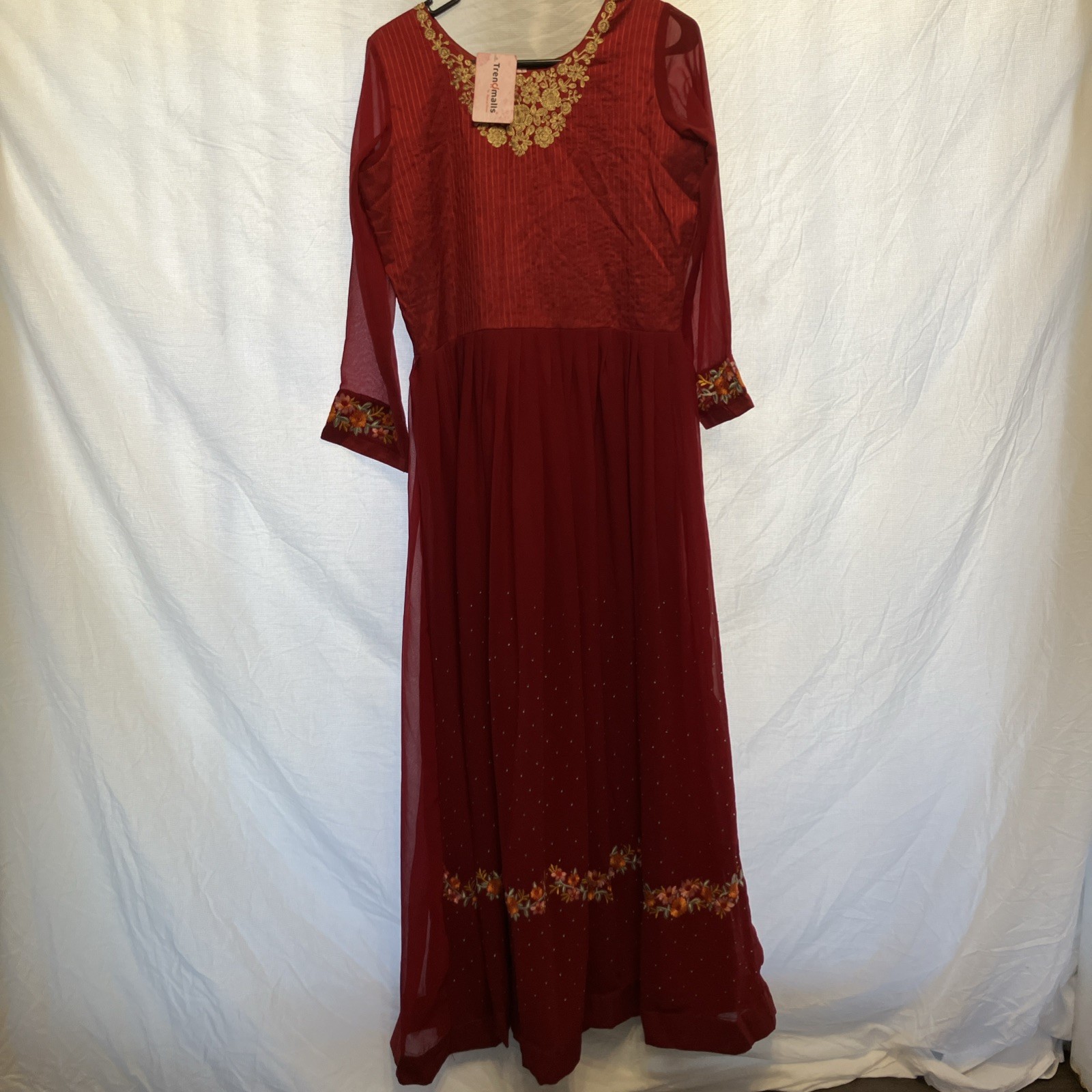 Trendmalls Formal Indian Dress Brand New 52 Inch Long Elegant With Rhinestones