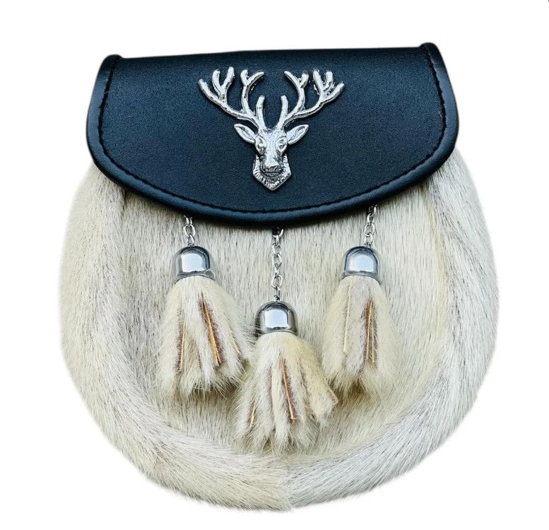 Stag Head Scottish Highland Wedding Kilt Sporran Men’s Leather Day Sporran