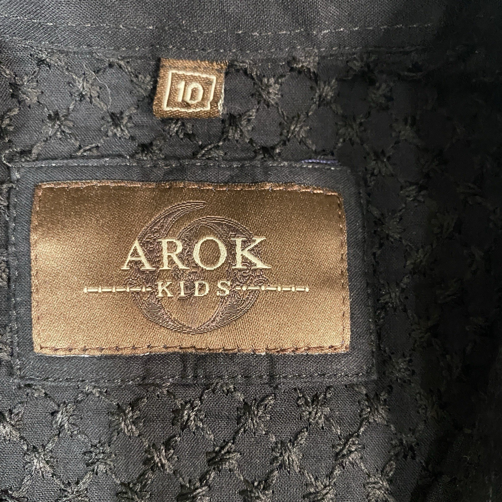 Arok Kids Formal Kurta Size 10 Embroidered Black Heavy Cotton Indian Pakistan