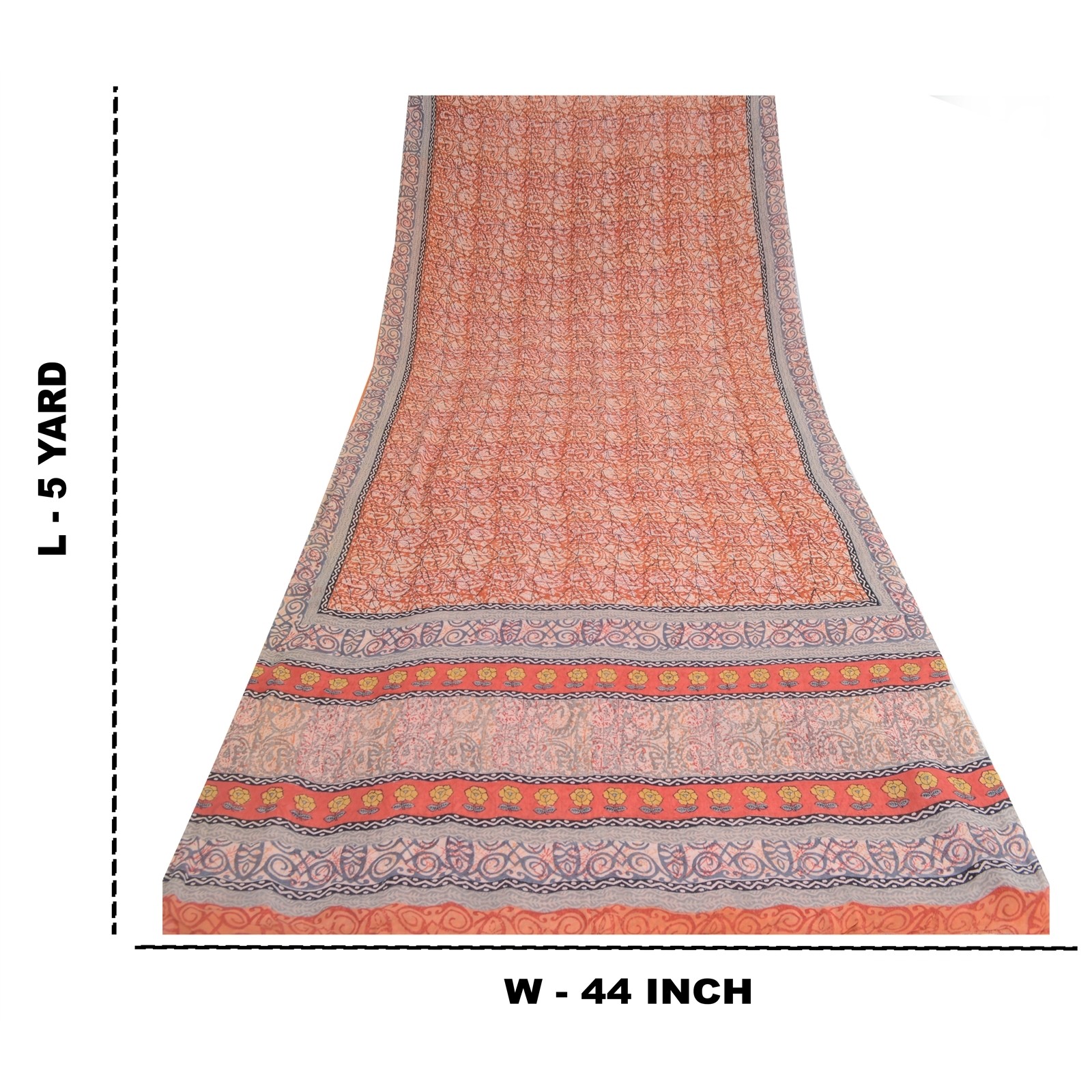 Sanskriti Vintage Sarees Hand Block Printed Pure Georgette Sari 5Yd Craft Fabric