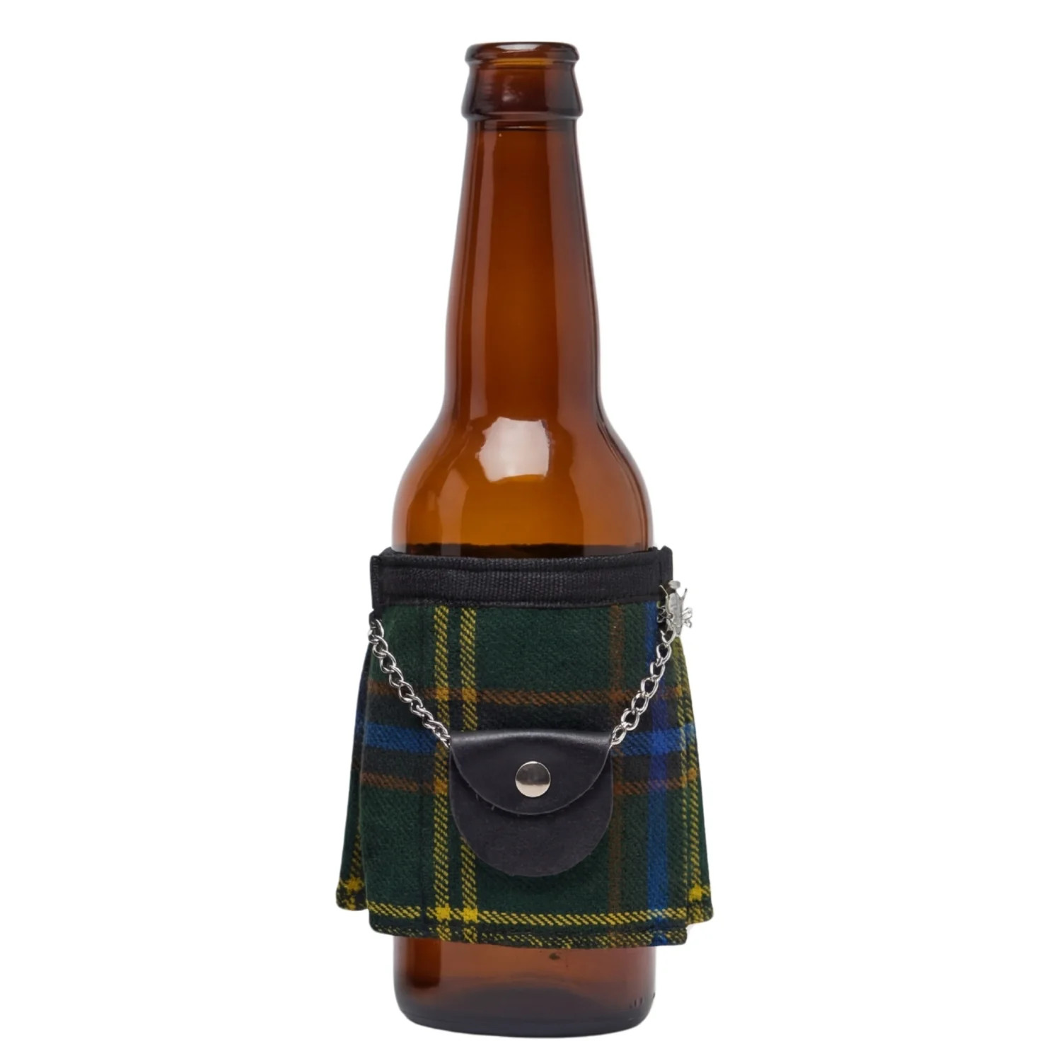 US Army Kilt Beer Bottle Cover Koozie with Mini Sporran Design
