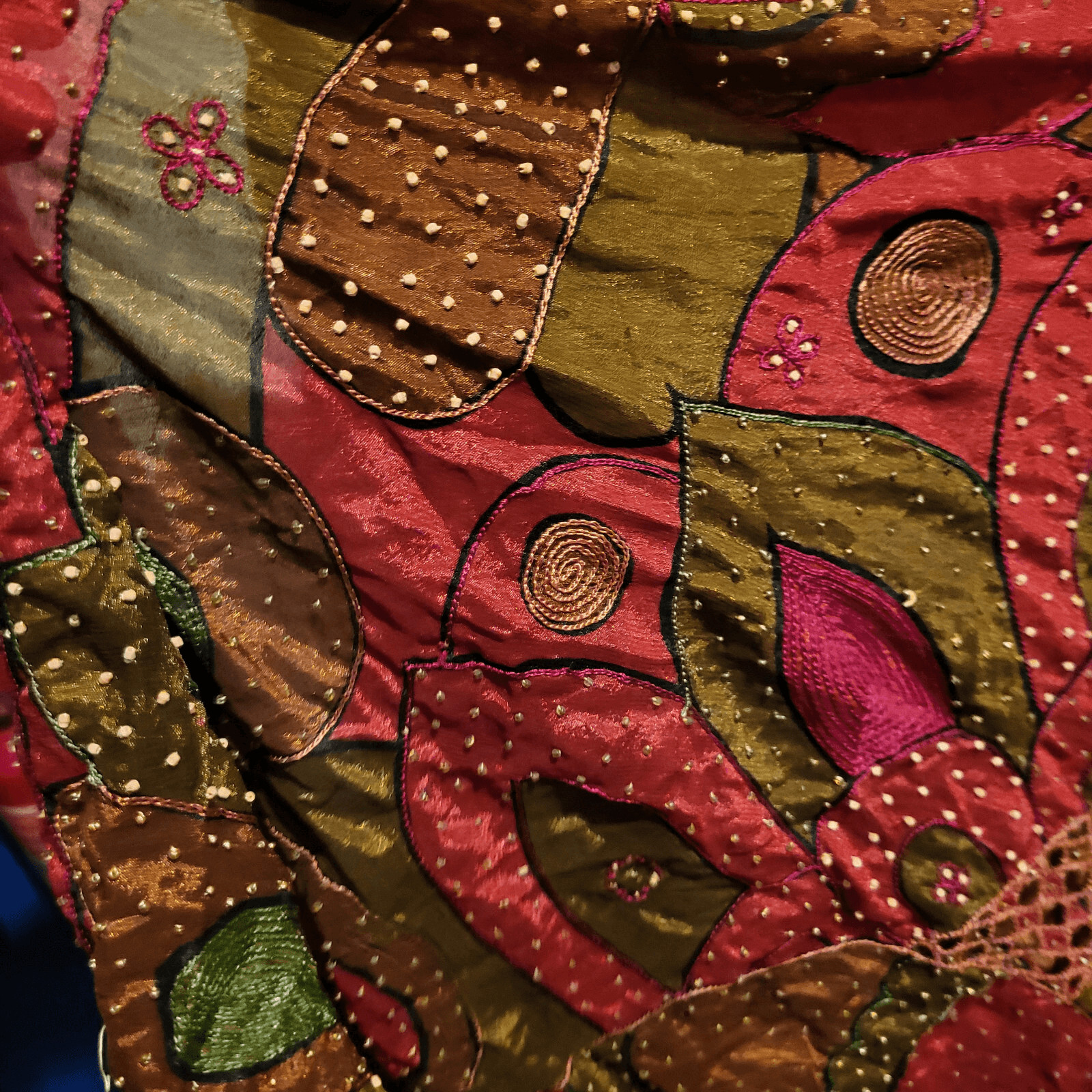 Gorgeous Sari Silk with Embroidery Rust Red 240″ by 46″