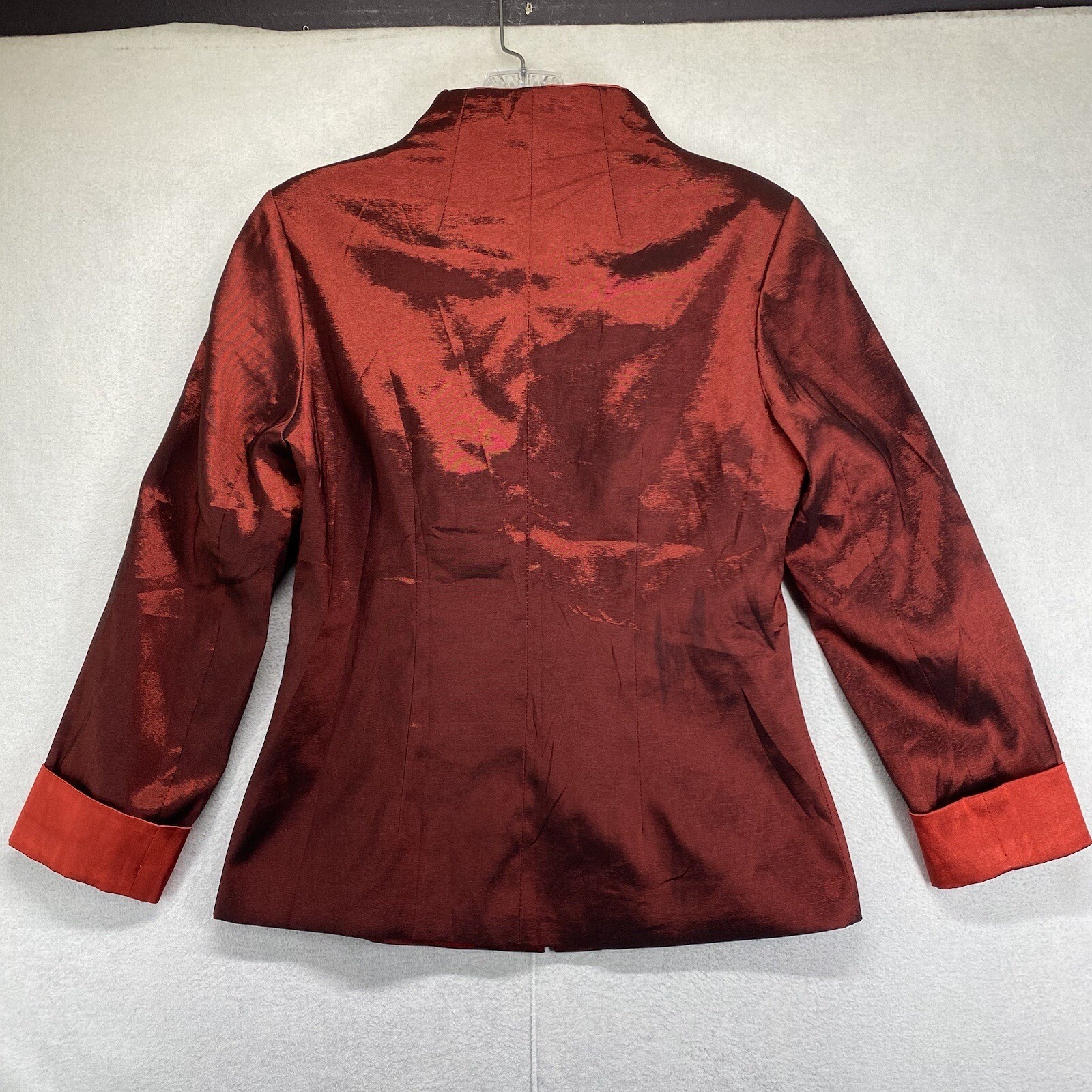 Boerzhongshi Red Embroidered Floral Design Toggle Front Closures Women’s Jacket