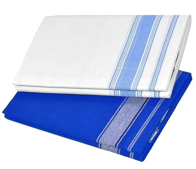 Men’s Dhoti Cotton Plain Solid Length 2 m Pack of 2 Unstitched