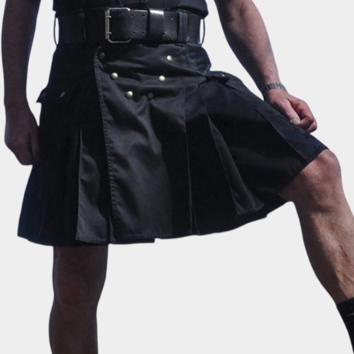 VTG 05 Utilikilts Kilt Mens 37 Black Workman Duck Canvas Cargo Tactical Pleats