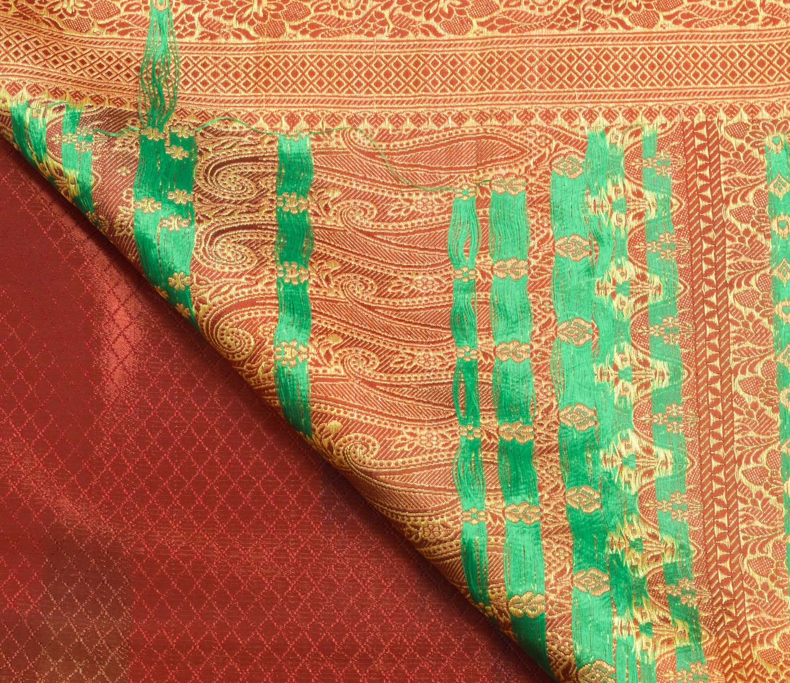 Sushila Vintage Heavy Saree Art Satin Silk Banarasi Brocade Multi-Color Fabric