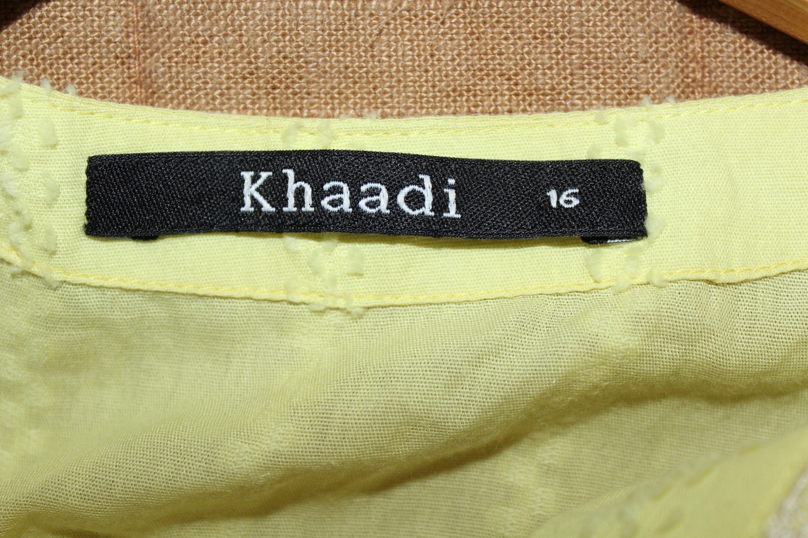 Khaadi Pakistani 100% Cotton Kurti Dress Womens 16 Yellow Lime Embroidered Tunic