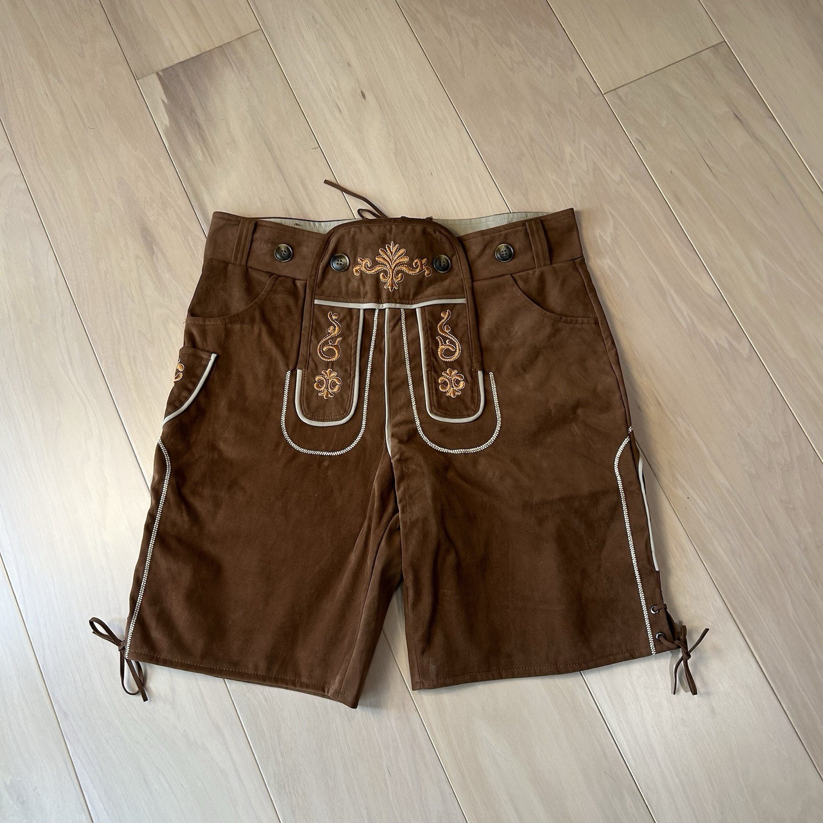 Adisno Lederhosen Brown Bavarian Oktoberfest Shorts Men’s 37