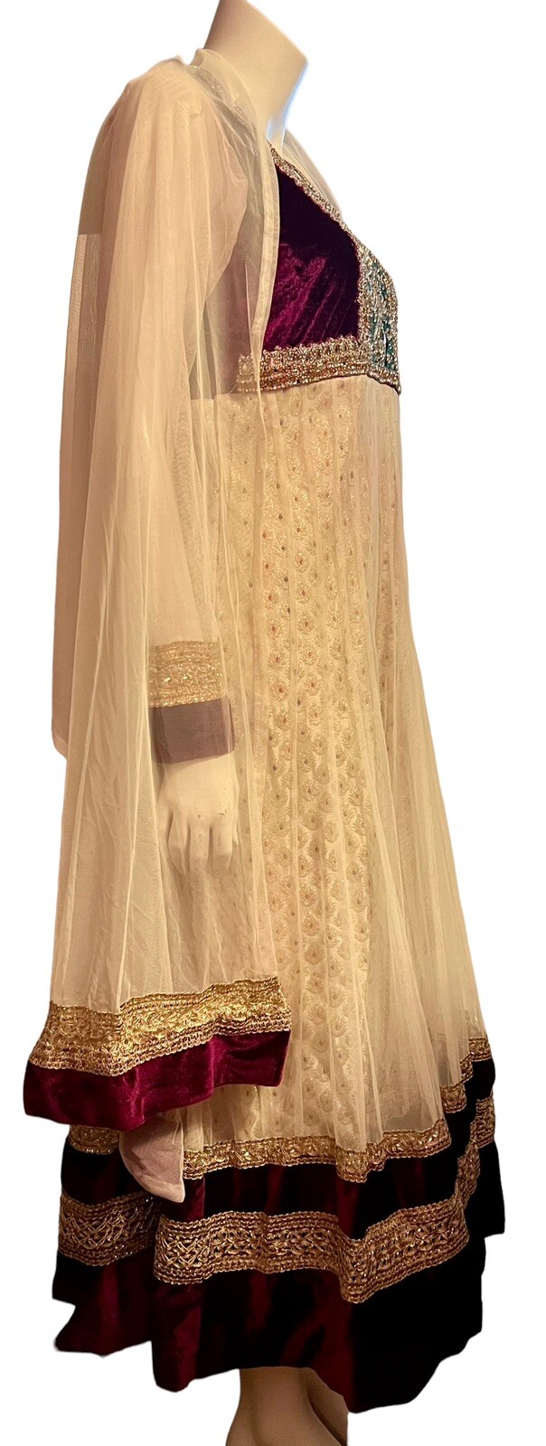 Vidya Fashions Jalandhar City Indian Shalwar Kameez Dress Pant Outfit Burgundy S