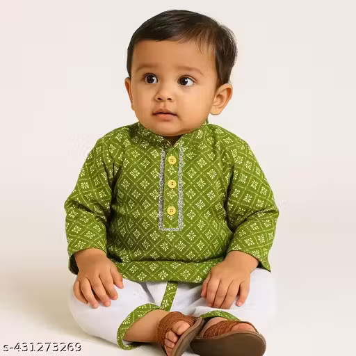 Tradition Boys Printed Cotton Kurta & Dhoti Set_Kids Ethnic Wear Kurta set