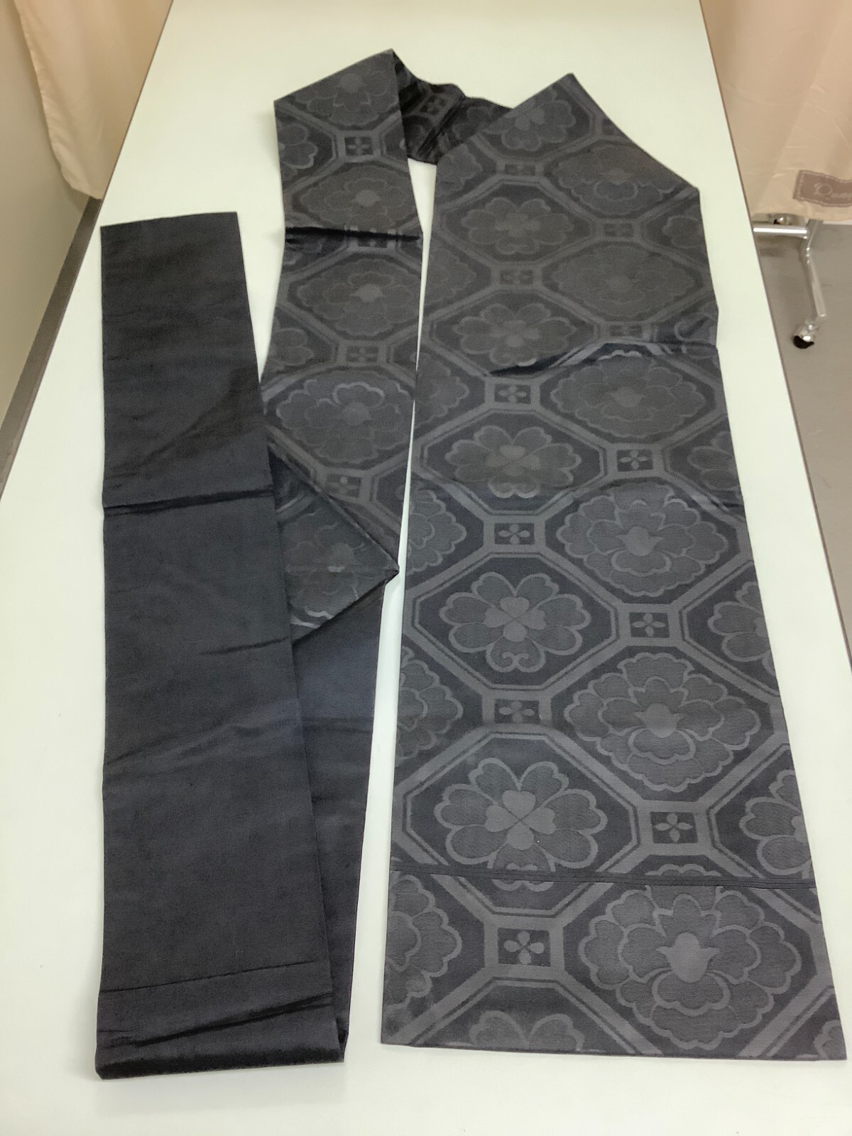 Japanese Vintage Kimono Nagoya silk Obi black rhombus tradition 138.5×11.8inch