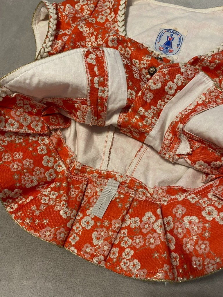 Vintage Dirndl Strasser Trachten Top & Skirt Set Red Bavarian Oktoberfest Rare