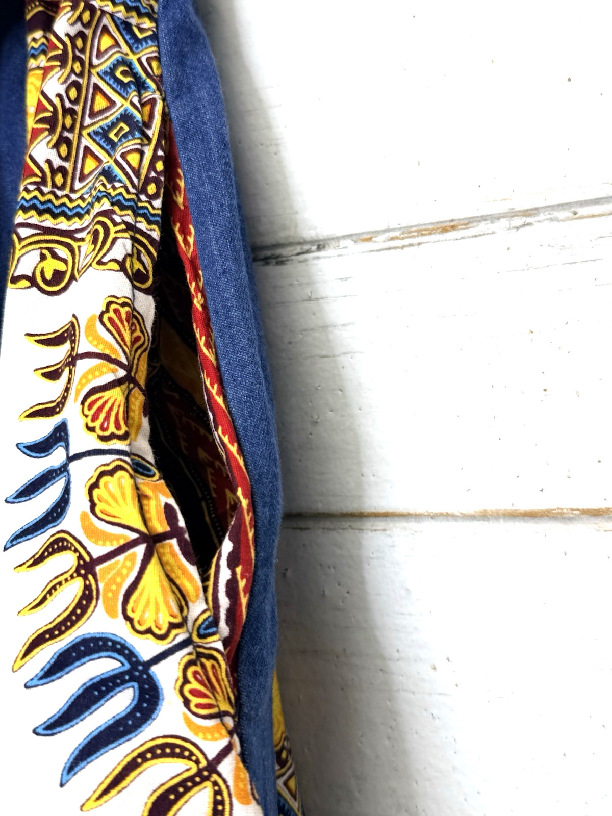 FT INC Ankara African Maxi Women Denim Skirt 2 Pocket Free Size