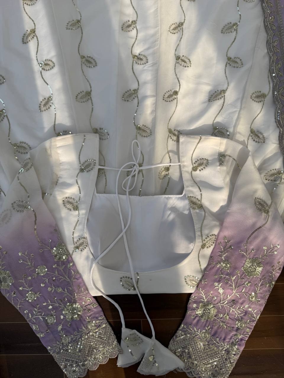 Beautiful Star Georgette White Gown Bottom With Dupatta For Functional Wear