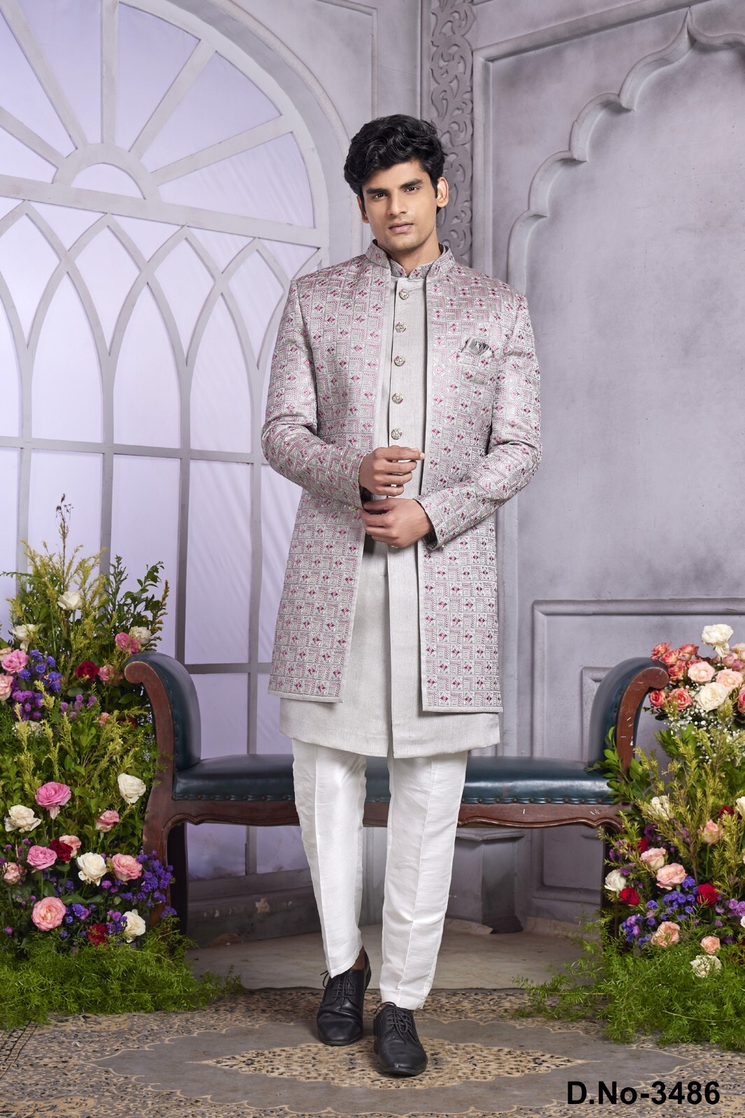 3 Pc Indian Mens Designer Wedding Bollywood Party Wear Traditional Indo Western