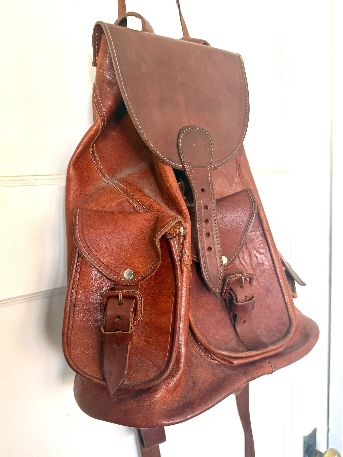 Handmade Guatemalan Brown Leather Backpack
