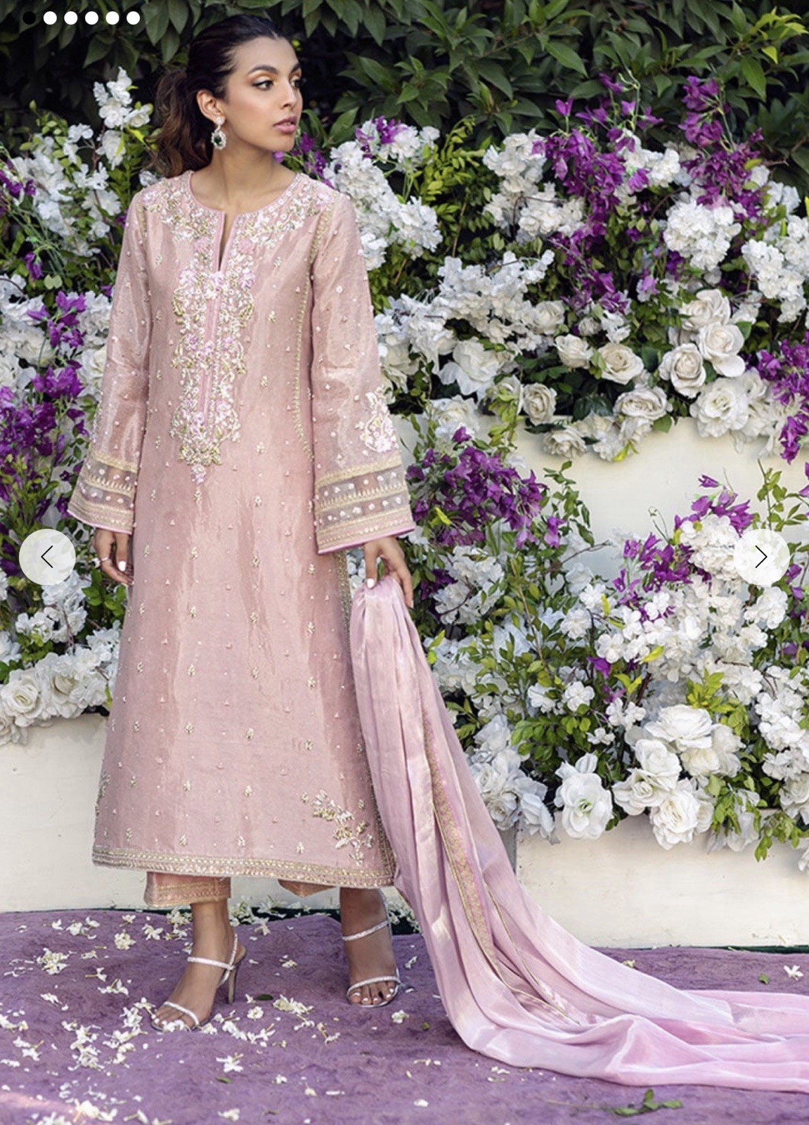 Farah Talib Aziz Willa Pink Shirt, Pants and Dubatta. Size Small. NEW AUTHENTIC