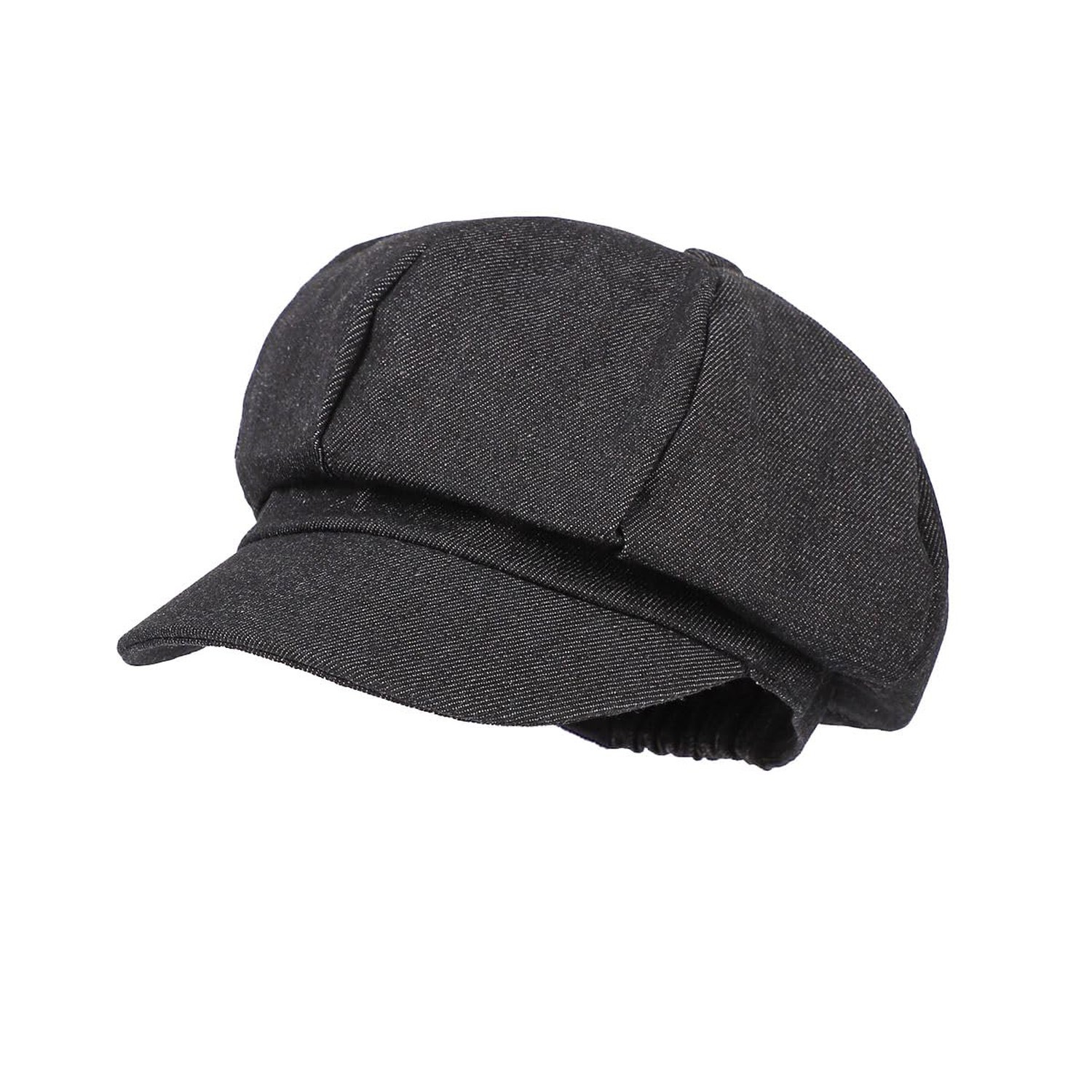 Women’s Denim Newsboy Cap Visor Beret Hat Cabbie Cap One Size Black