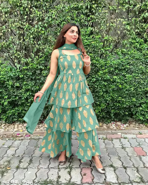 Indian Women Beautiful New Design Attractive Sharara Set with Dupatta For Girls
