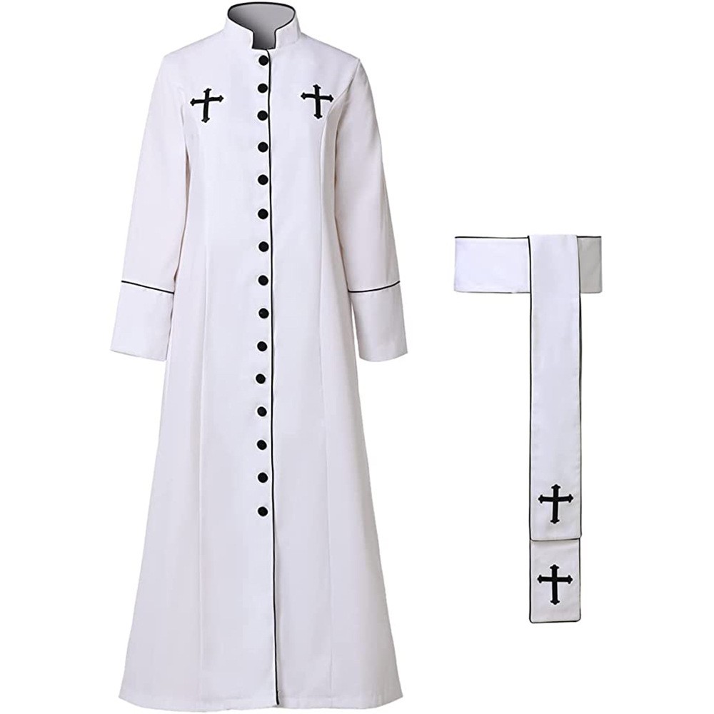Medieval Priest Cosplay Costume Thobe Man Islamic Muslim Robe Halloween XS-5XL
