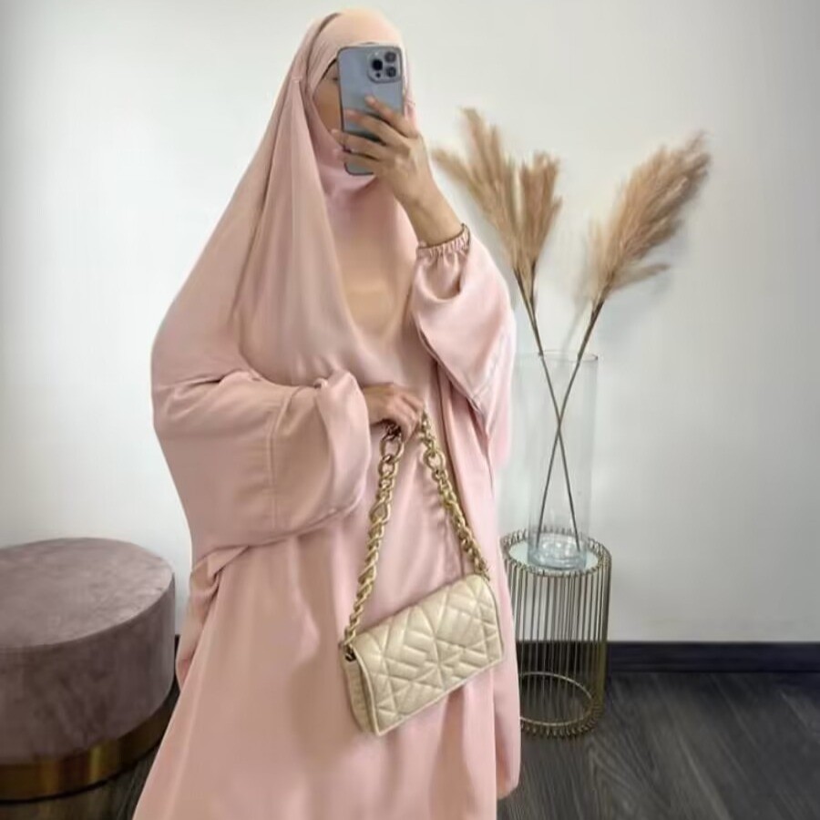 Muslim Women Kaftan Overhead Large Khimar Abaya Burka Ramadan Prayer Plain Set