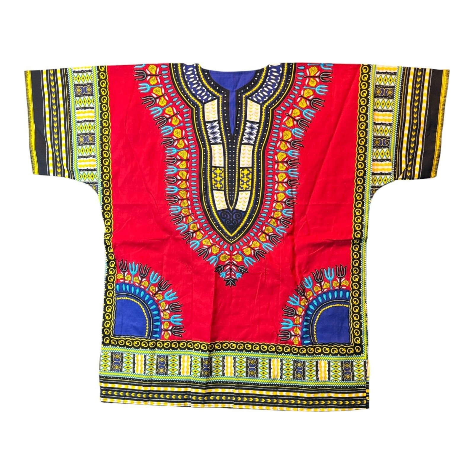 Traditional African Dashiki Shirt Vibrant Multicolor Size 54 Cotton Chanupon