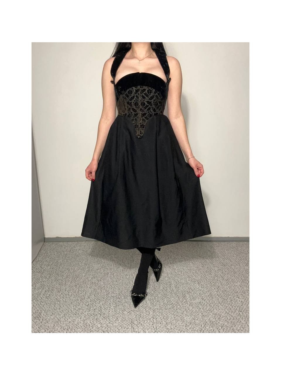 Vintage Dirndl Traditional Bavarian Austrian Dress Velvet Folk Costume XXS–XS