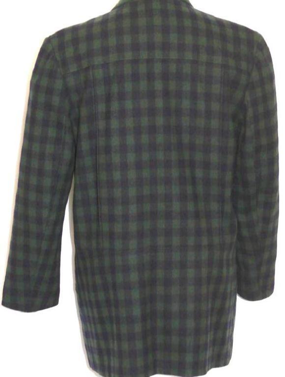 GREEN BLUE PLAID WOOL Jacket Hunting Women Austria WINTER Over Coat B42″ 38 12 M