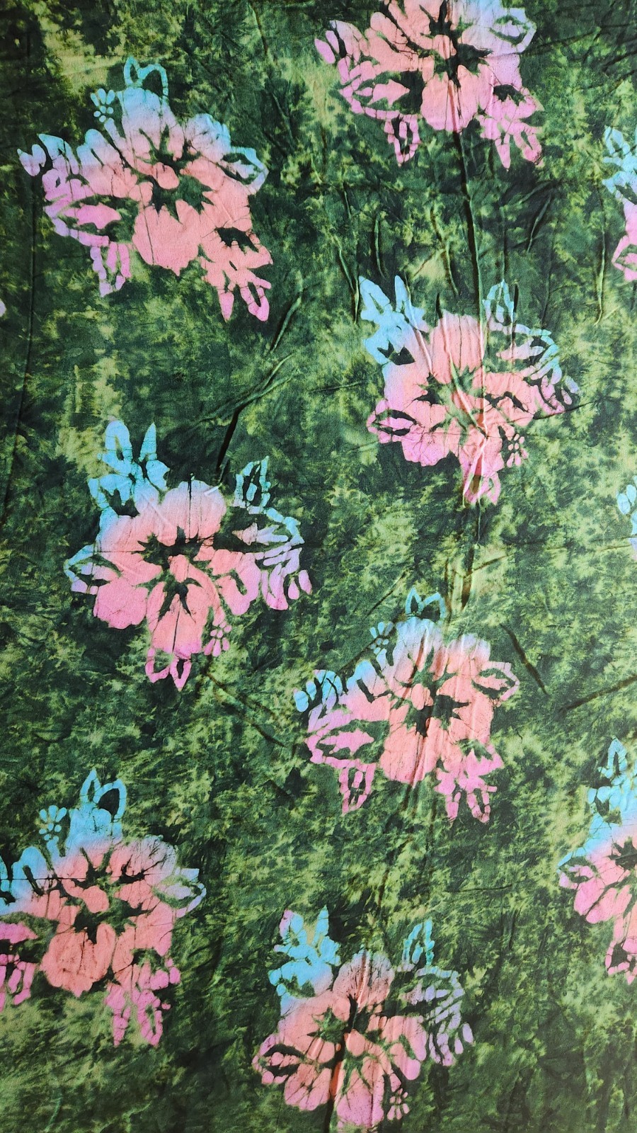 Sarong Wrap Beach Swimsuit Coverup Green Pink Floral 62×43 Pre-Owned