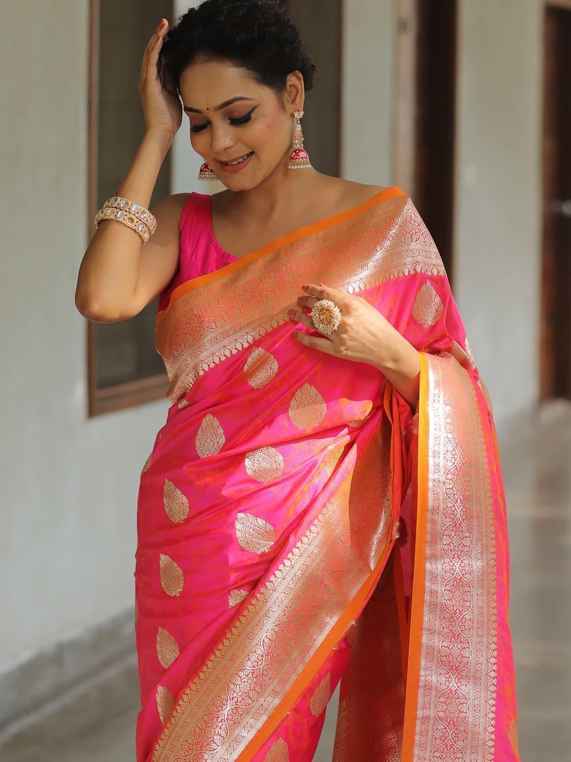 Women’s Banarasi Saree Pure Kanjivaram Silk Saree With Blouse Piece