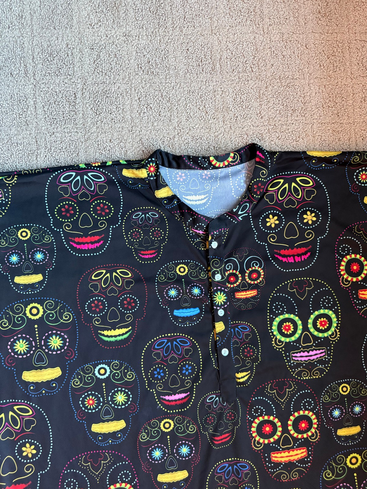 Kaftan Black Skulls Day of the Dead Halloween Skulls Men’s Unisex New Mexico Hip