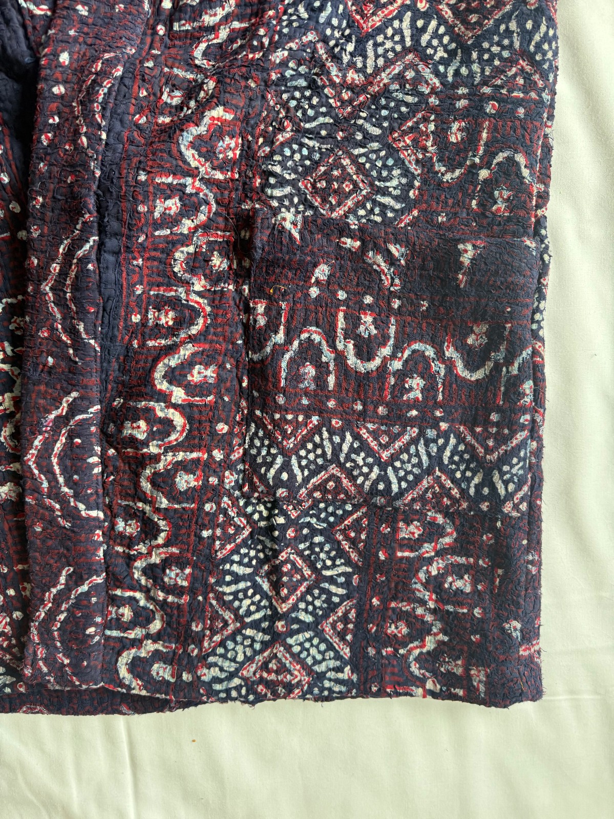 Indigo Quilted Kimono Jacket | Boho Cotton Coat | Handmade Kantha Style Layering