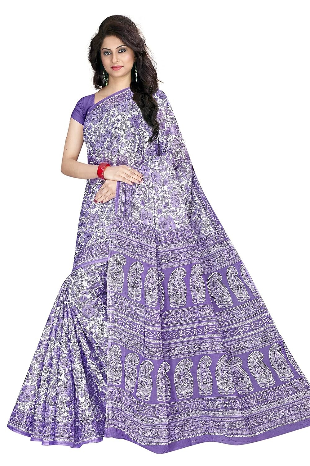 Women’s Plain Weave Pure Cotton Saree Without Blouse Piece