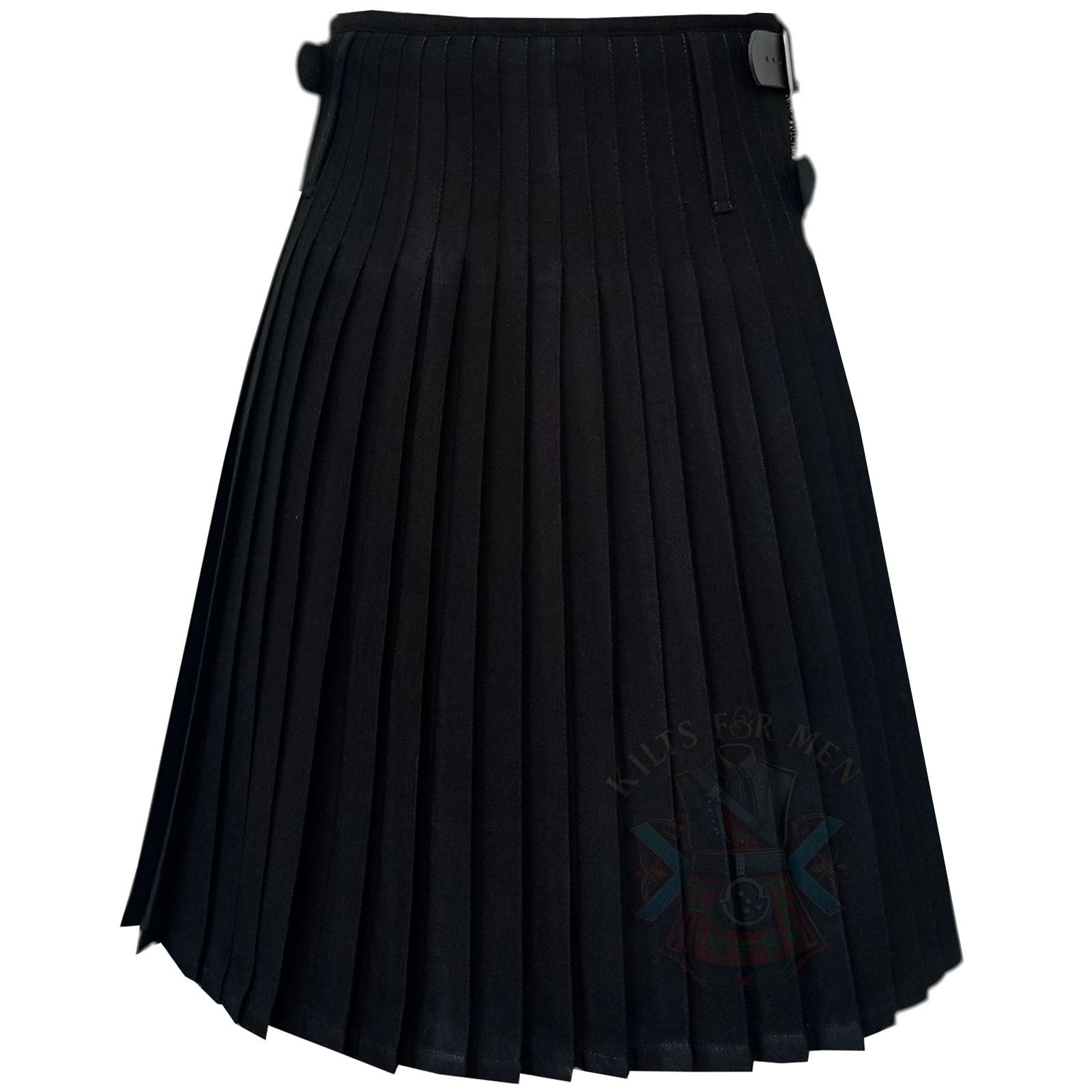 Clan Solid Black Tartan Kilt for Men – Traditional 8 Yard Scottish Highland Kilt
