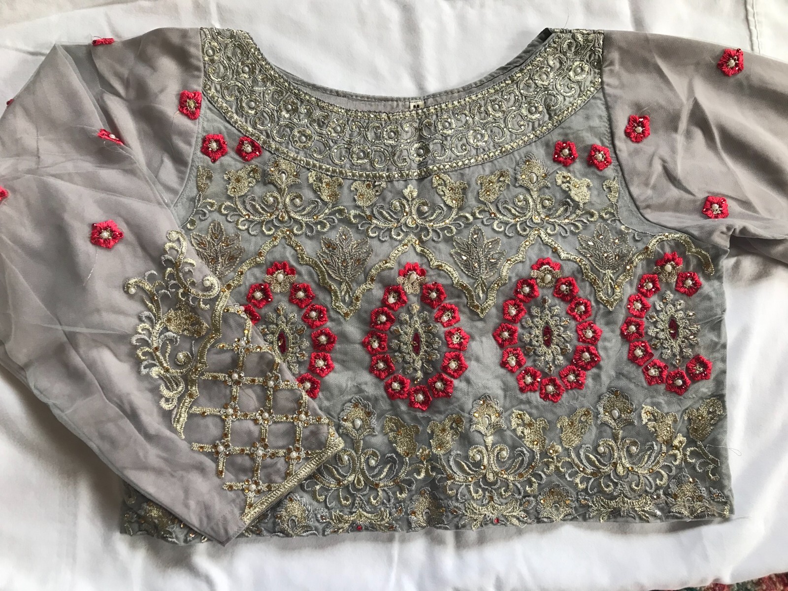 4 Piece Gray and Red Indian Lehenga. Wedding Lehenga. Party Lehenga. Pakistani