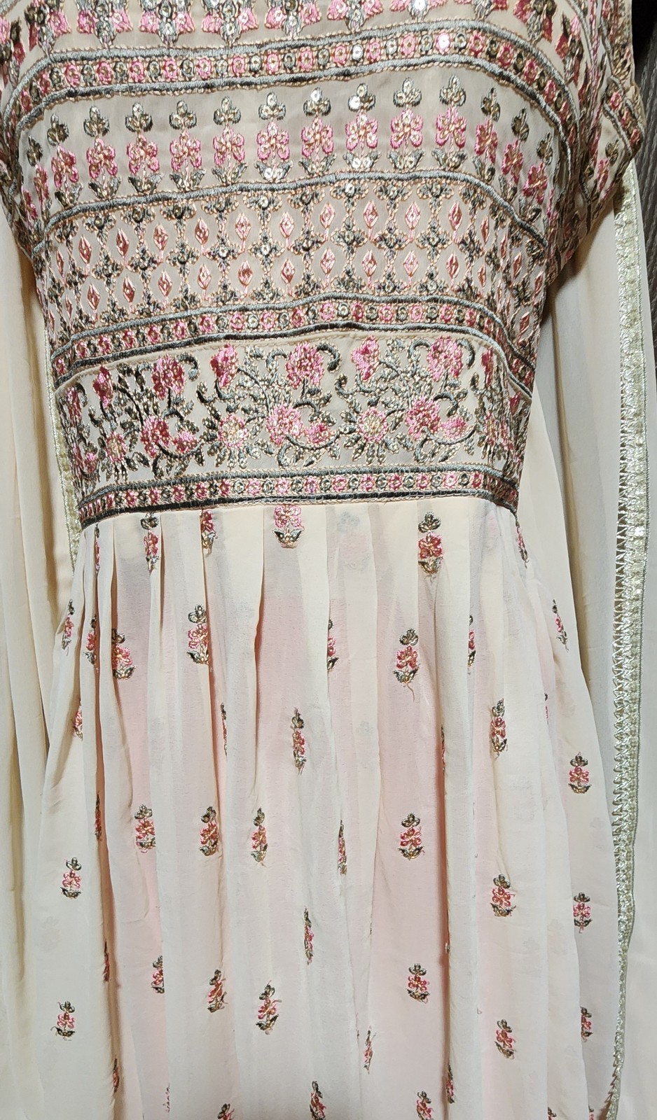 Size 36″ Readymade bollywood Women’s Anarkali Kameez Pajami Dupatta Dress Peach