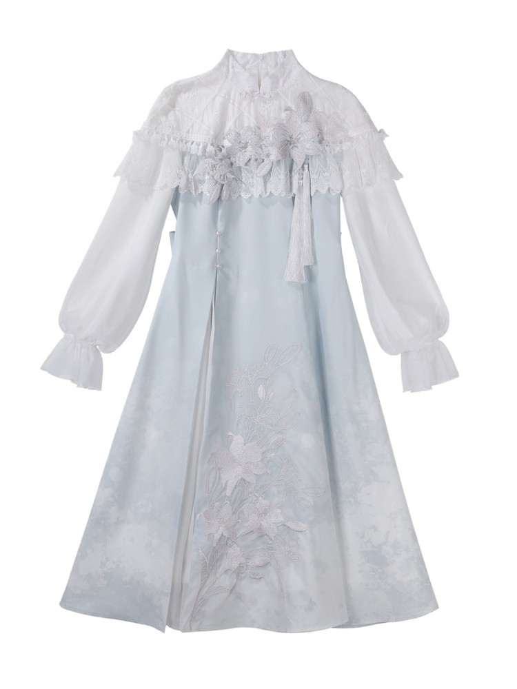 “Lily Dew” Modern Hanfu Ensemble – Elegant New Chinese Style Dress for Autumn