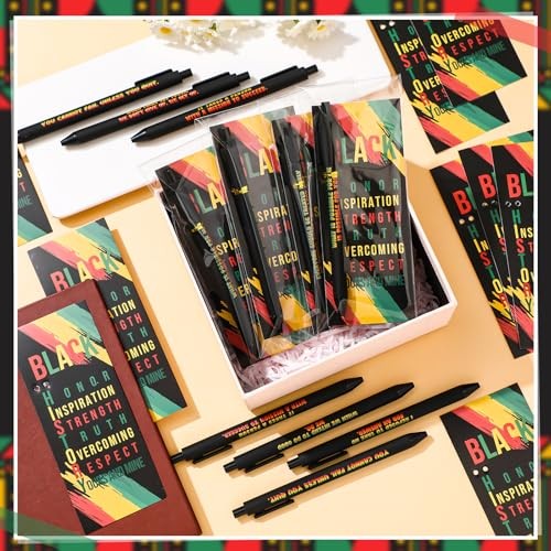 Set Black History Month Pens Bulk with Bookmarks for Women Men African 25