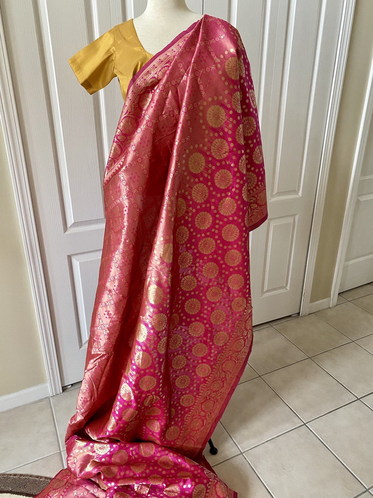 Sari With Stitched Blouse Crop Top New